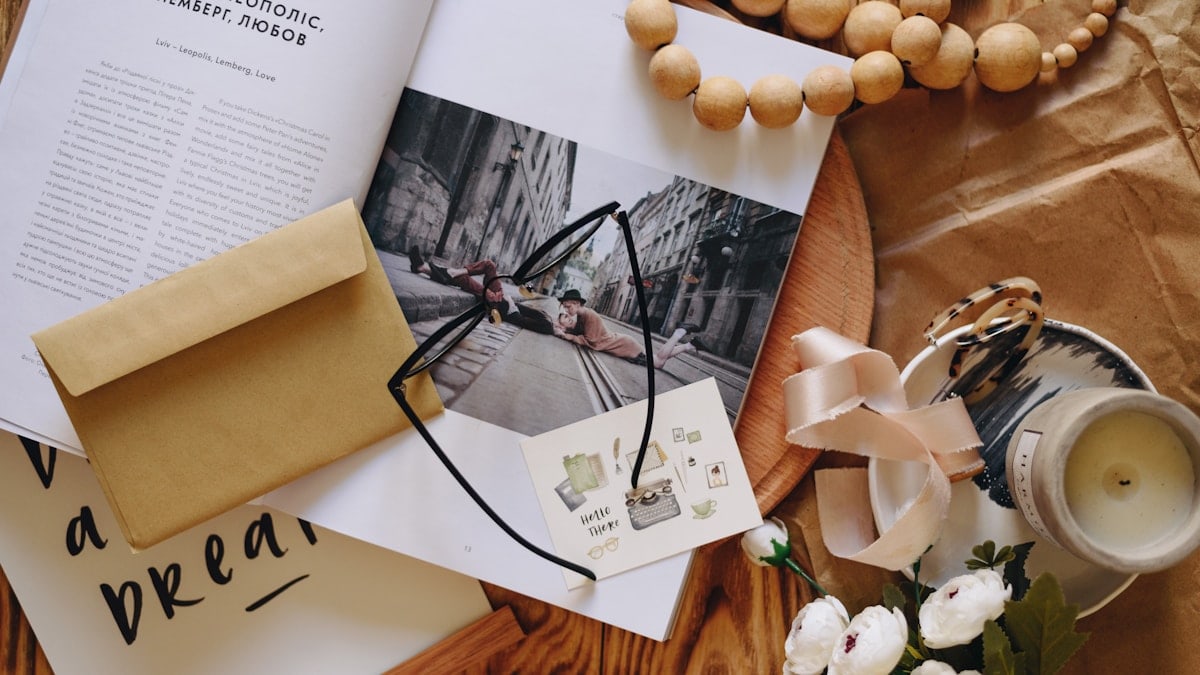 a book and a glass of wine
